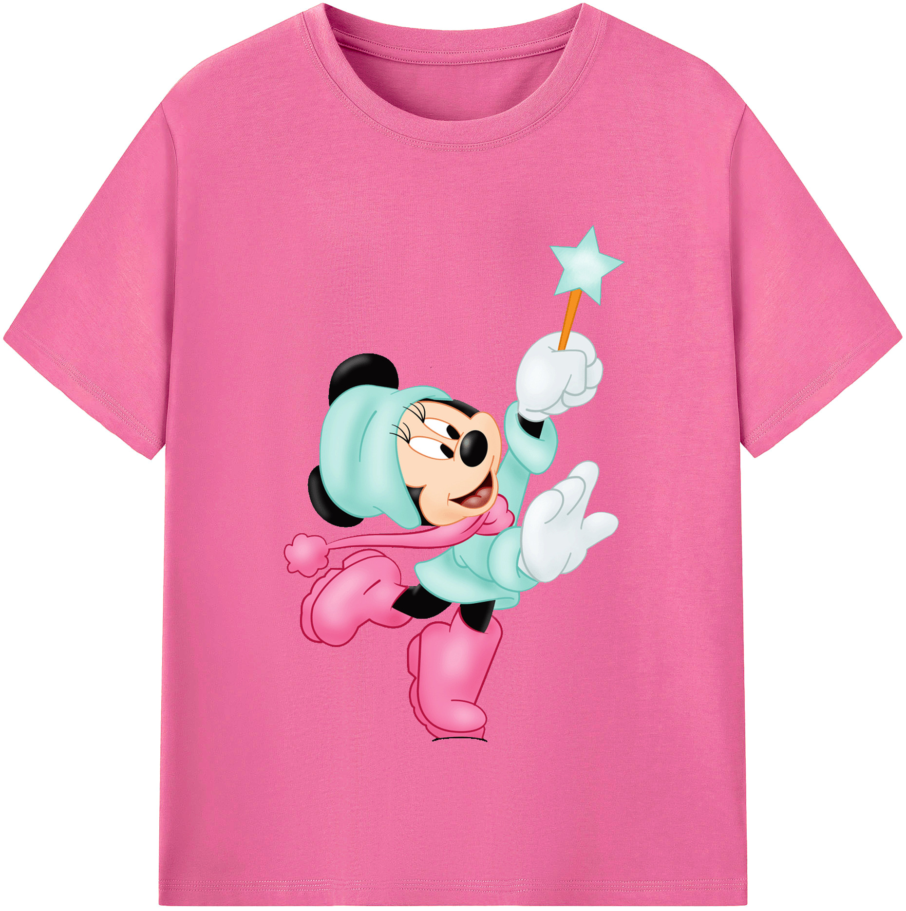 （画像用） ミッキーマウス Mickey Mouse レディースカジュアルプリントTシャツ（綿100％）